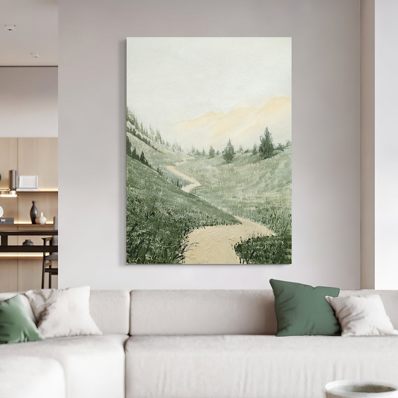 Riverbend Meadow Grass Bank Trees Oil Painting 213PW