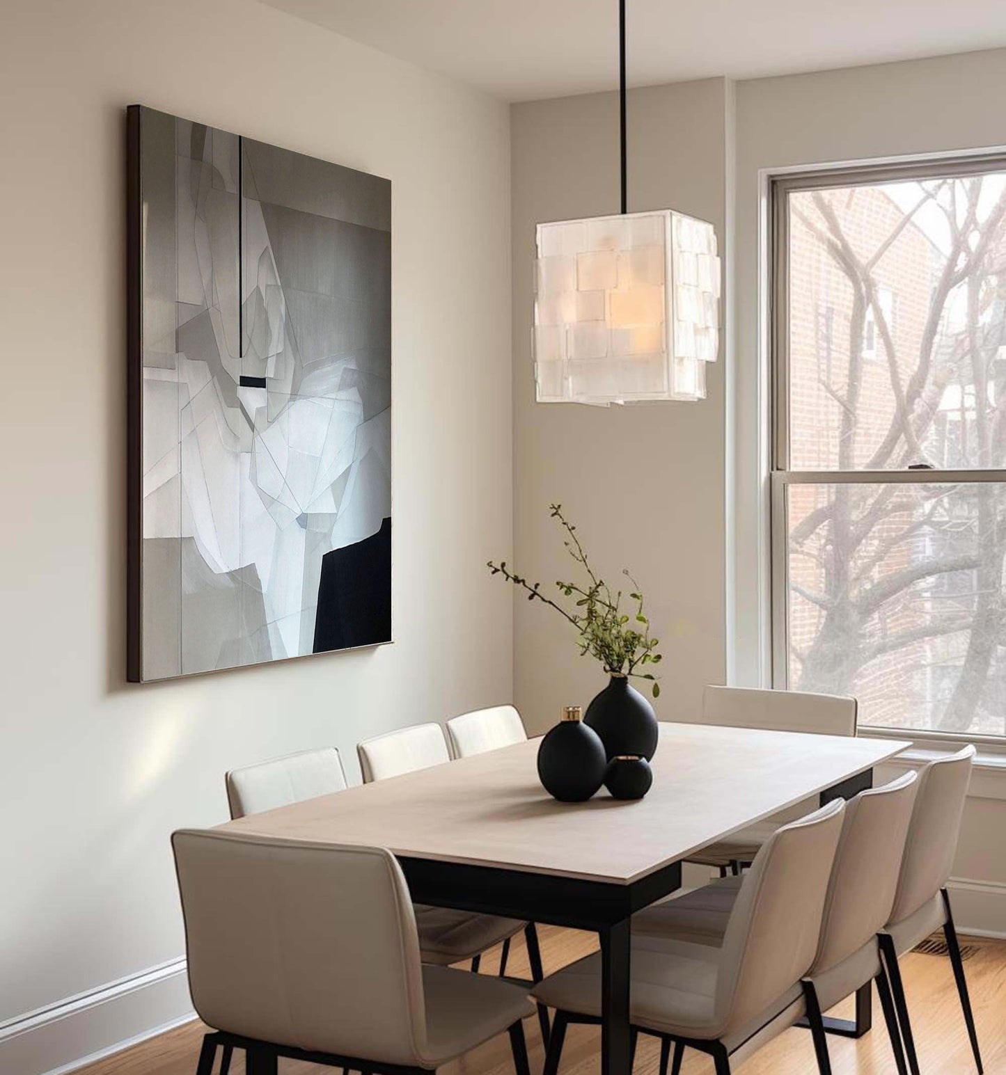 Contemporary Grey Abstract Oil Painting for Modern Home Decor