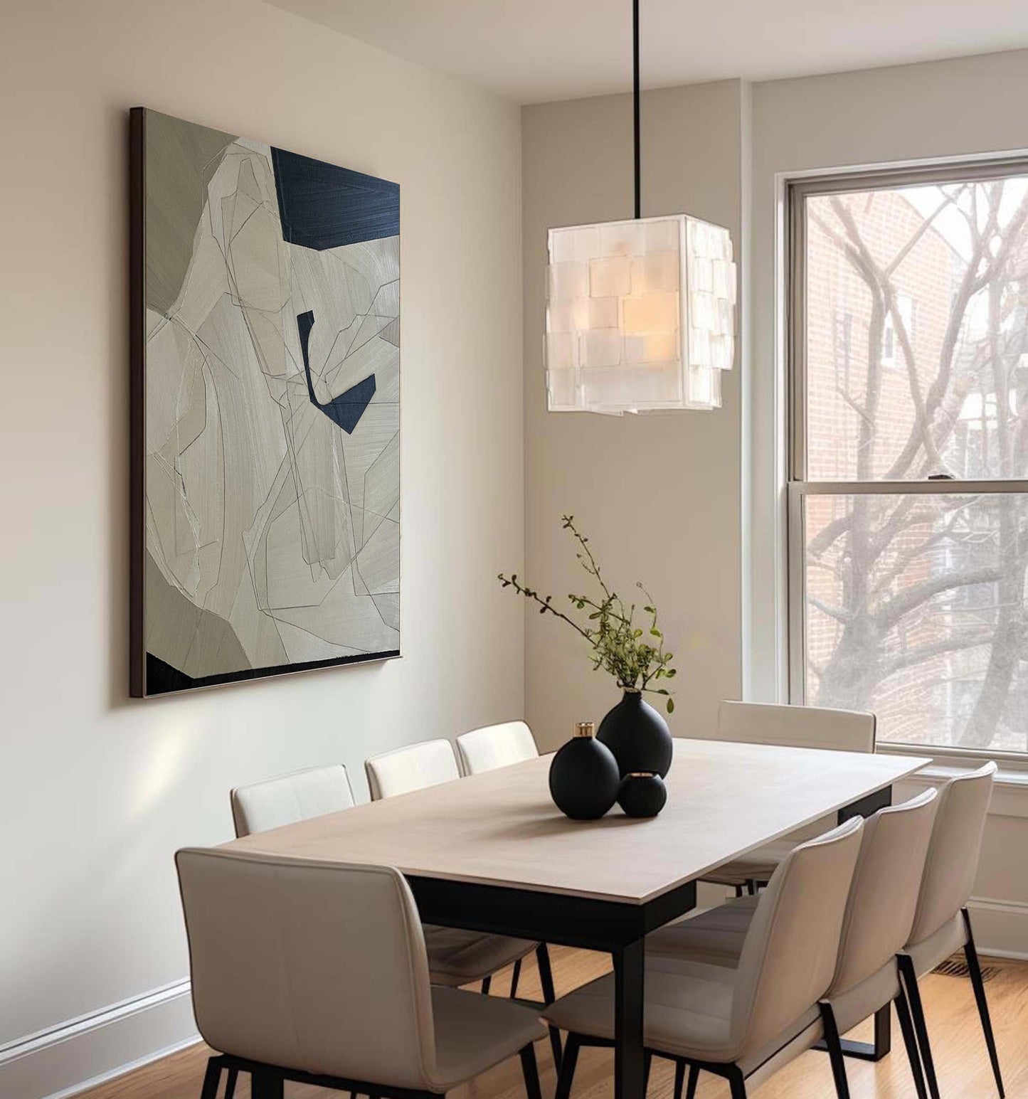 Contemporary Grey Minimalist Oil Painting for Modern Home Decor