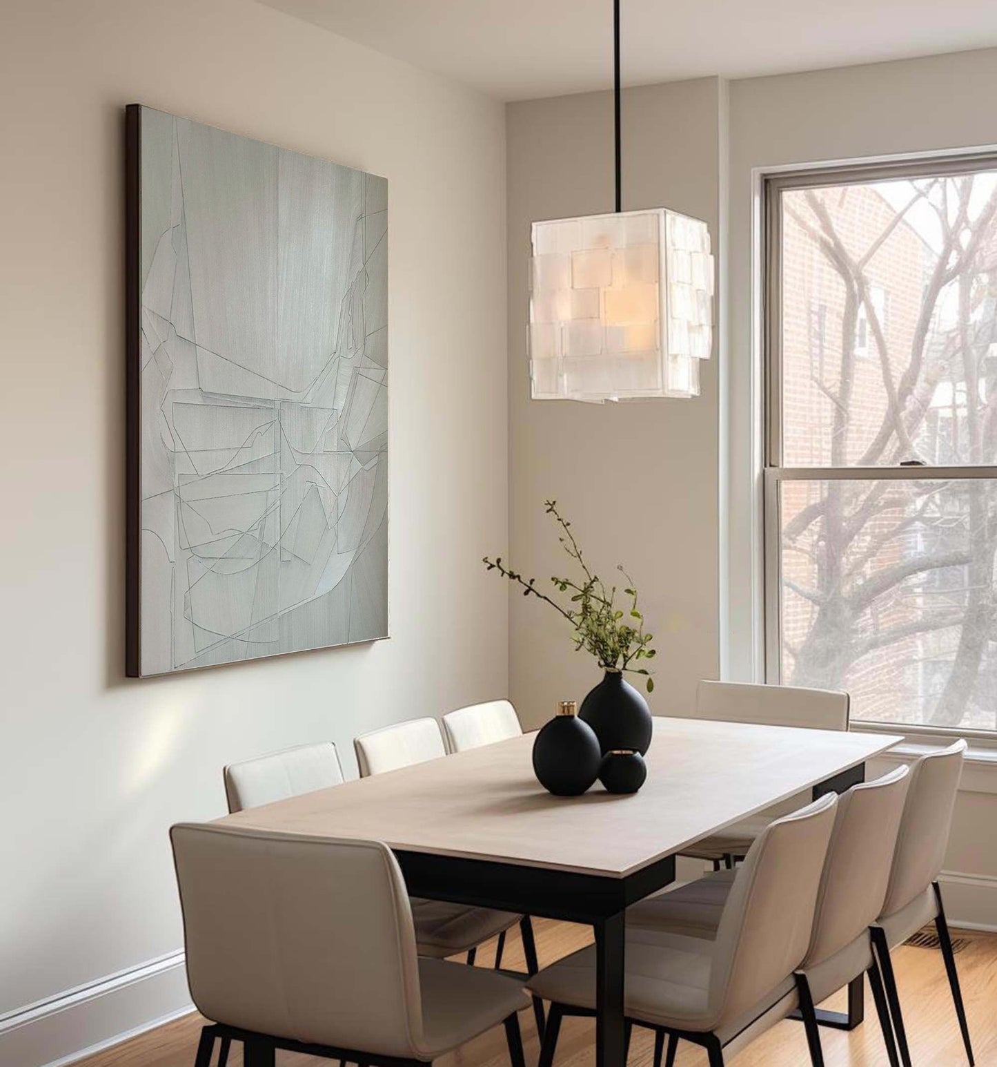 Contemporary Grey Abstract Oil Painting for Modern Home Decor