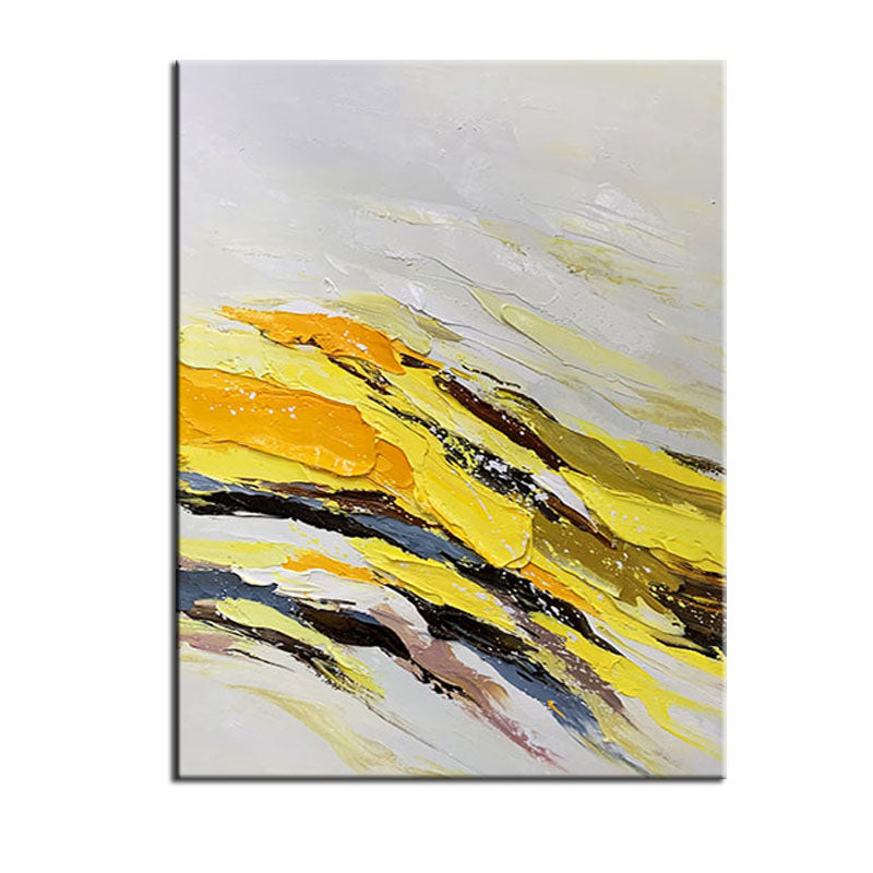Abstract Yellow and Black Tiger-Inspired Oil Painting for Modern Art Lovers