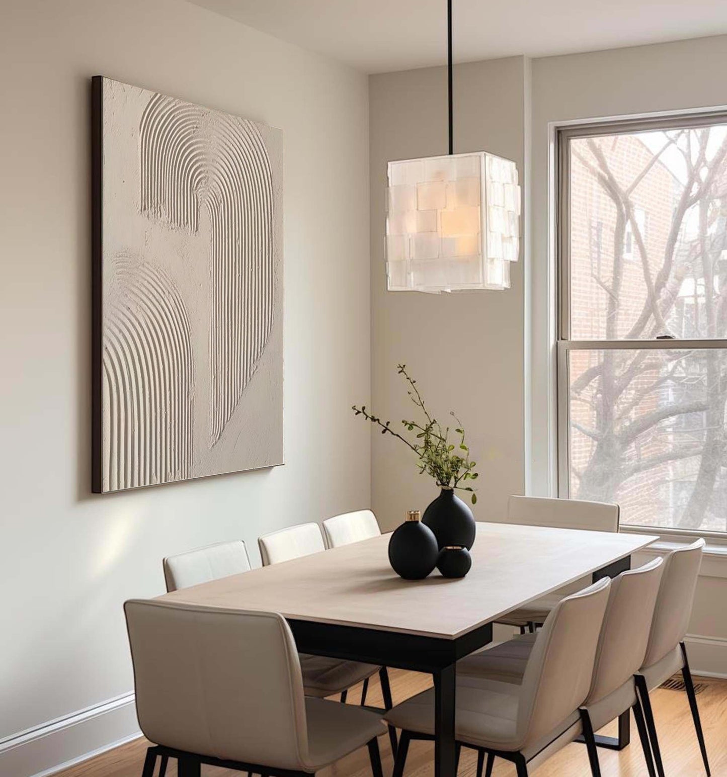Beige and Brown Modern Abstract Oil Painting for Elegant Home Decor