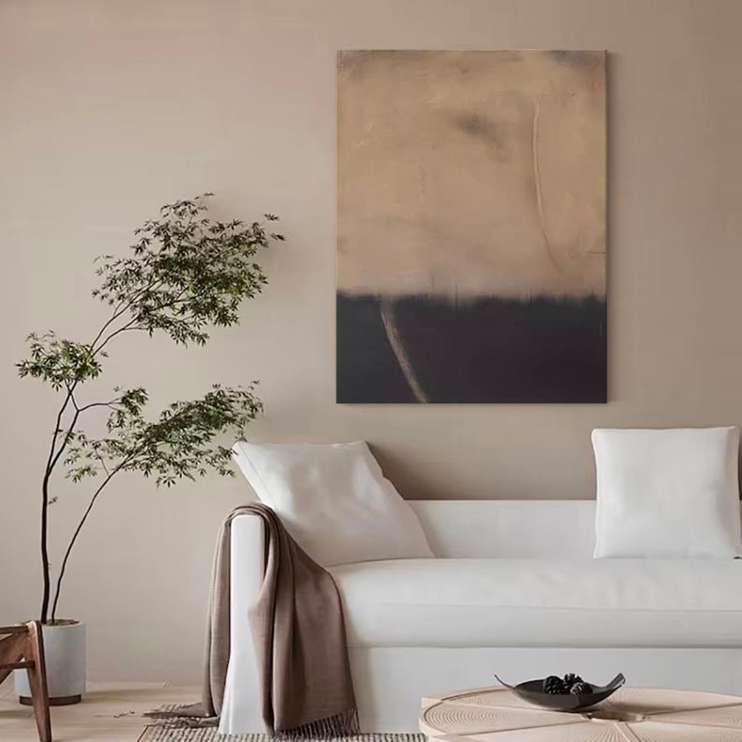 Elegant Minimalist Abstract Oil Painting for Modern Home Décor