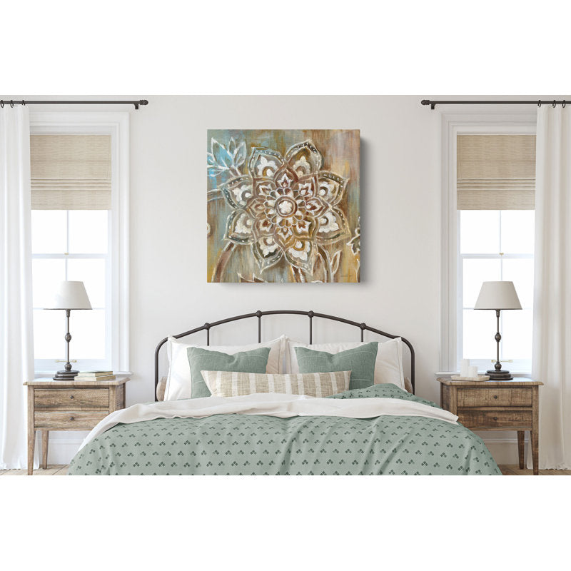 Henna Floral Mandala Canvas Art for Tranquil Self Care & Wellness Decor