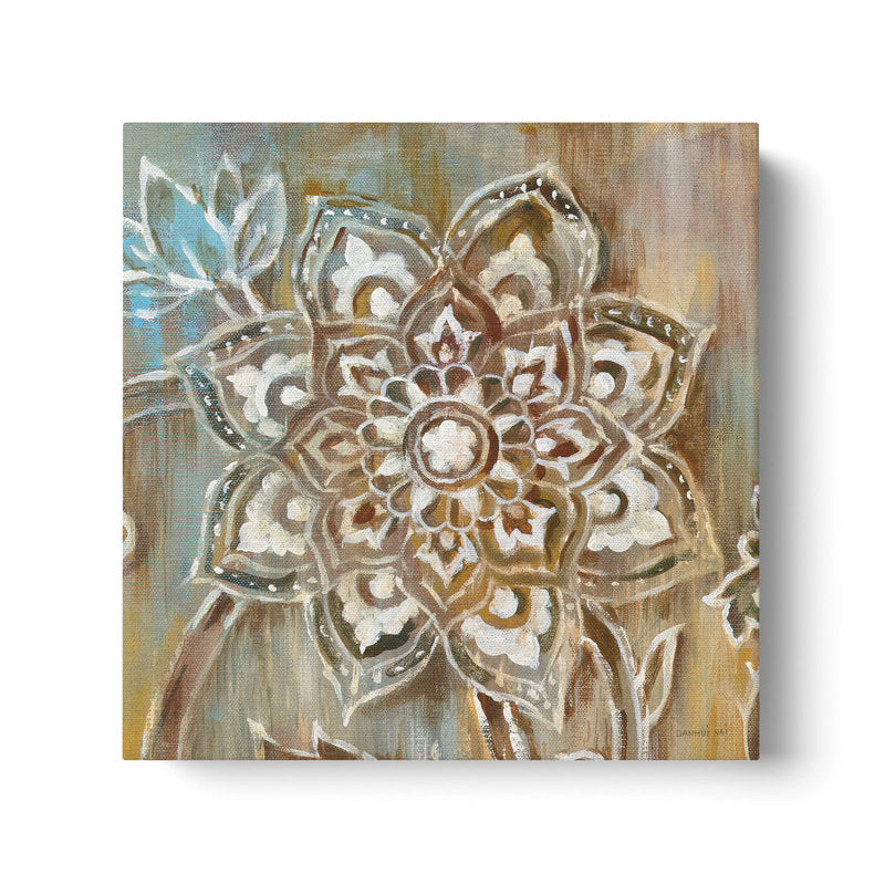 Henna Floral Mandala Canvas Art for Tranquil Self Care & Wellness Decor