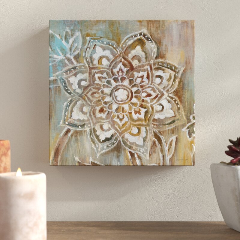 Henna Floral Mandala Canvas Art for Tranquil Self Care & Wellness Decor