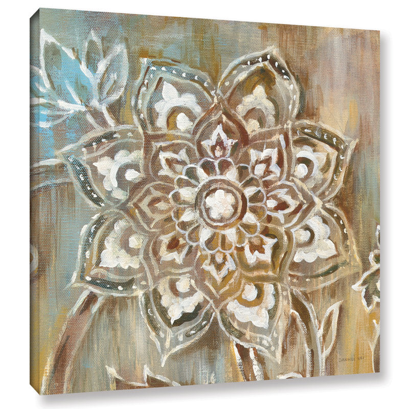 Henna Floral Mandala Canvas Art for Tranquil Self Care & Wellness Decor