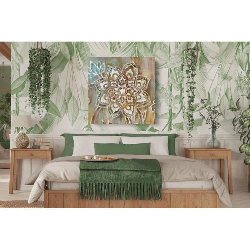 Henna Floral Mandala Canvas Art for Tranquil Self Care & Wellness Decor