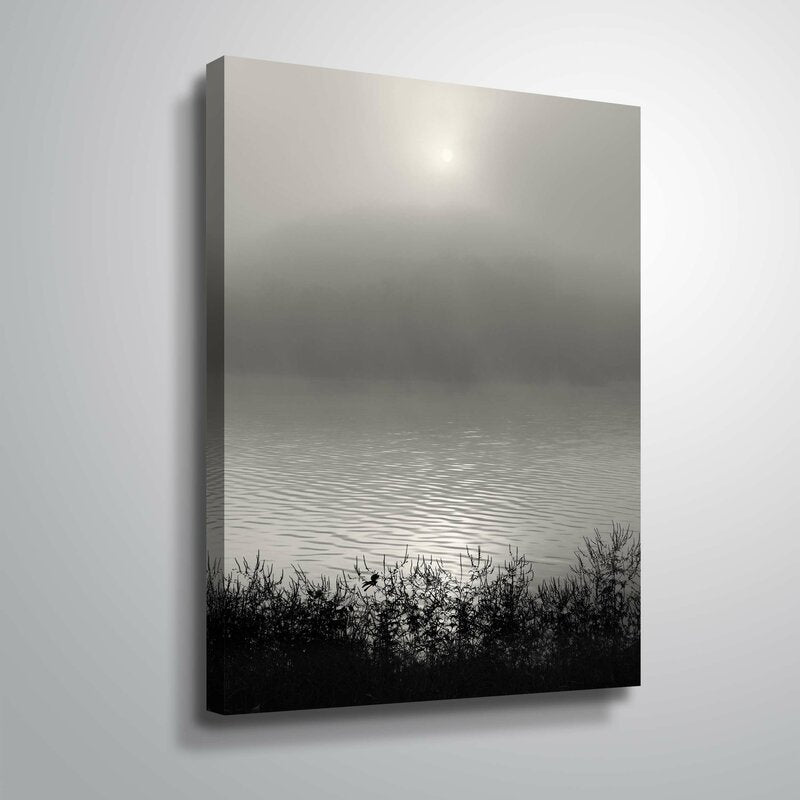 Serene Monochrome Sunrise Oil Painting for Modern Minimalist Home Decor