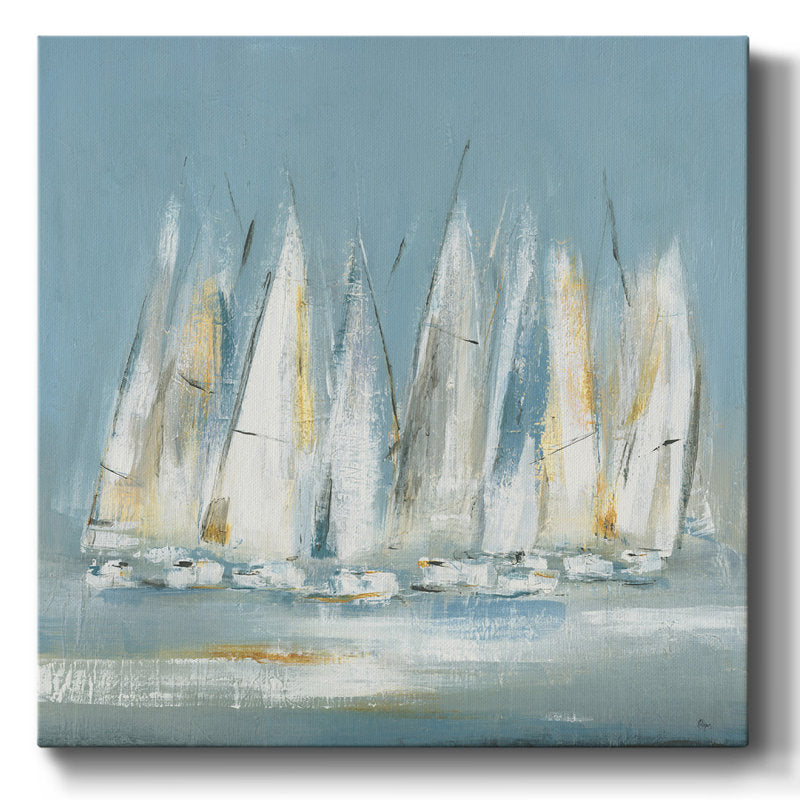 Serene Sailboats on Calm Waters - Abstract Oil Painting for Nautical Decor