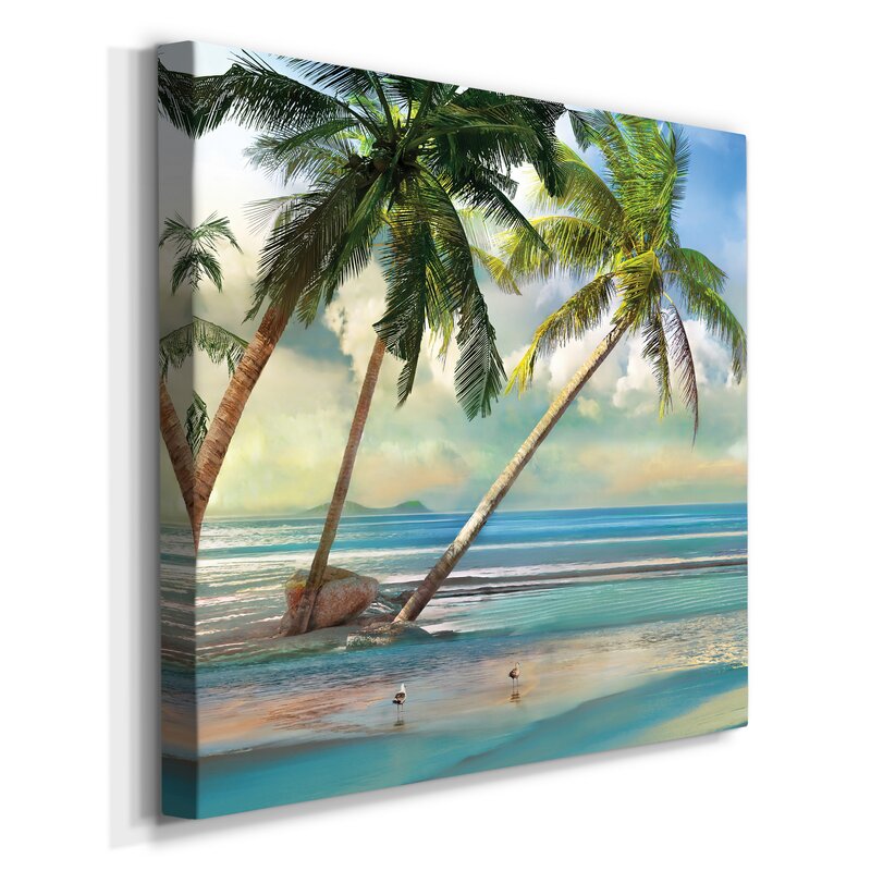 Tropical Serenity: Lush Palm Trees on Tranquil Beach