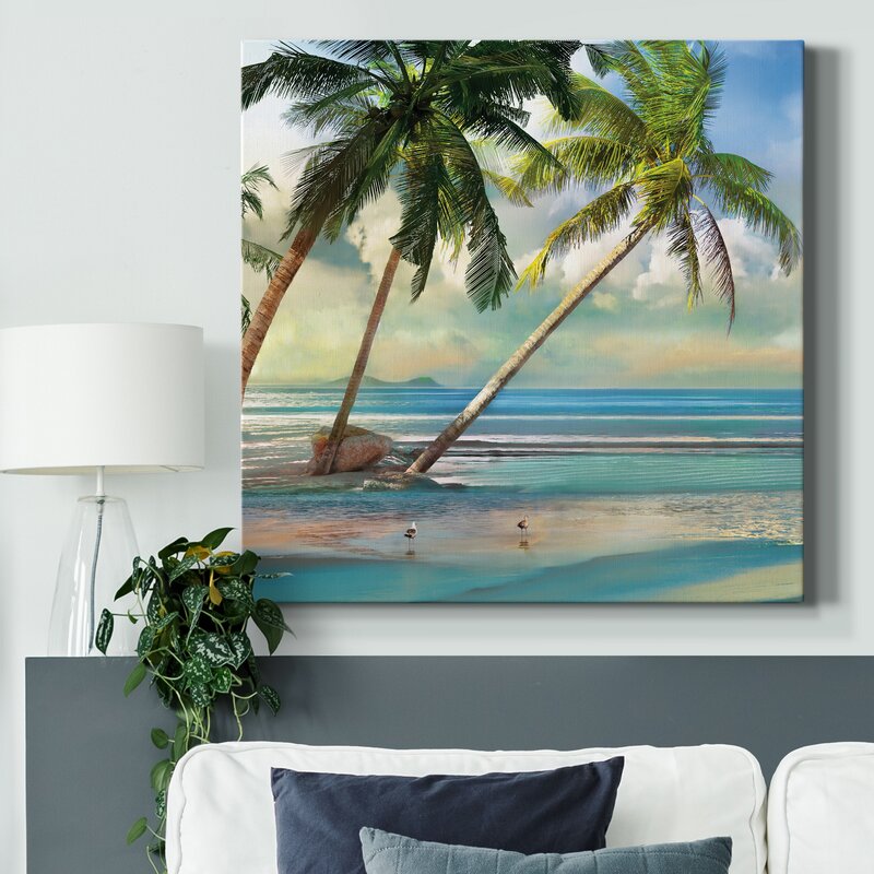 Tropical Serenity: Lush Palm Trees on Tranquil Beach