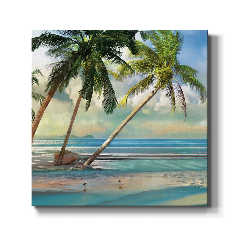 Tropical Serenity: Lush Palm Trees on Tranquil Beach