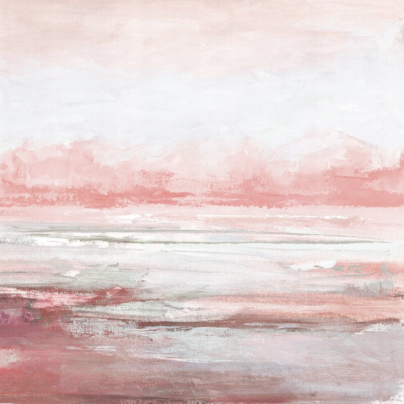 Serene Abstract Blush Landscape Oil Painting for Modern Home Décor