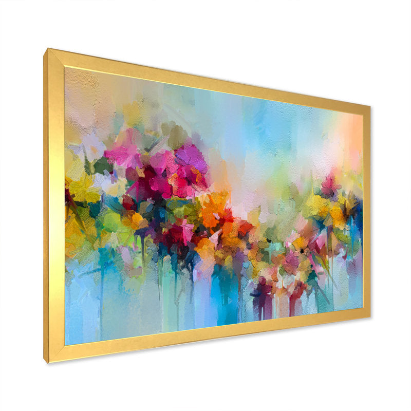 Vibrant Abstract Flower Bouquet Oil Painting for Bright Home Décor