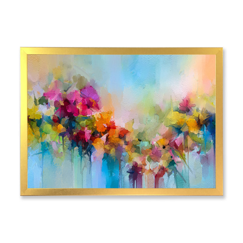 Vibrant Abstract Flower Bouquet Oil Painting for Bright Home Décor