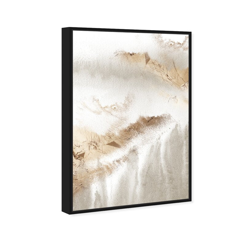 Elegant Abstract Oil Painting in Soft Gold and White Tones for Contemporary Decor