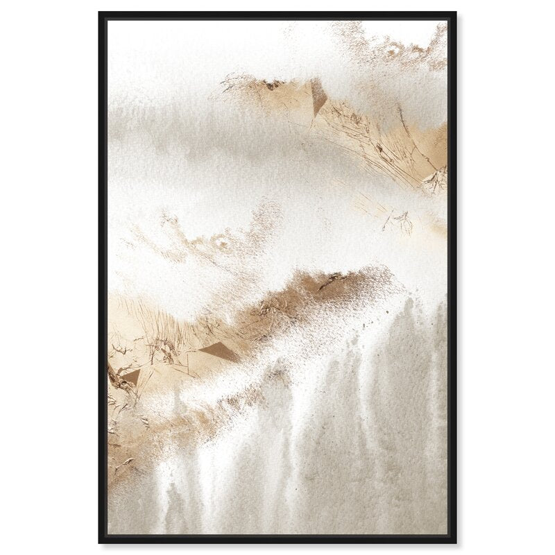 Elegant Abstract Oil Painting in Soft Gold and White Tones for Contemporary Decor