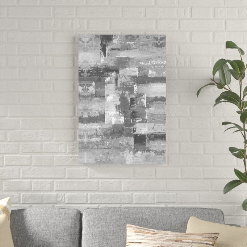 Contemporary Gray Abstract Oil Painting for Modern Home Decor