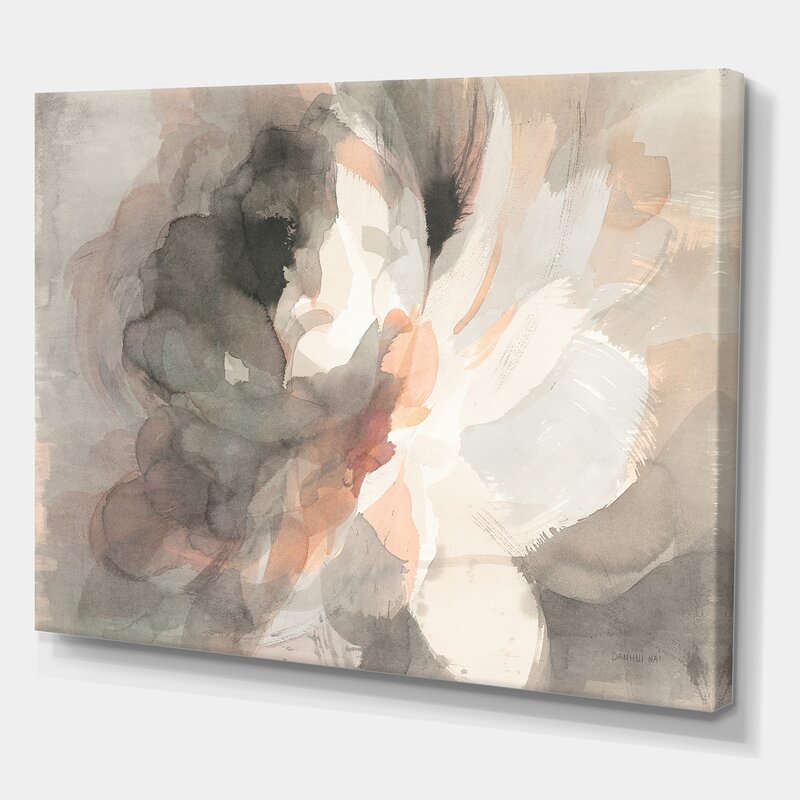Elegant Abstract Peony in Soft Grey Tones - Modern Oil Painting Decor