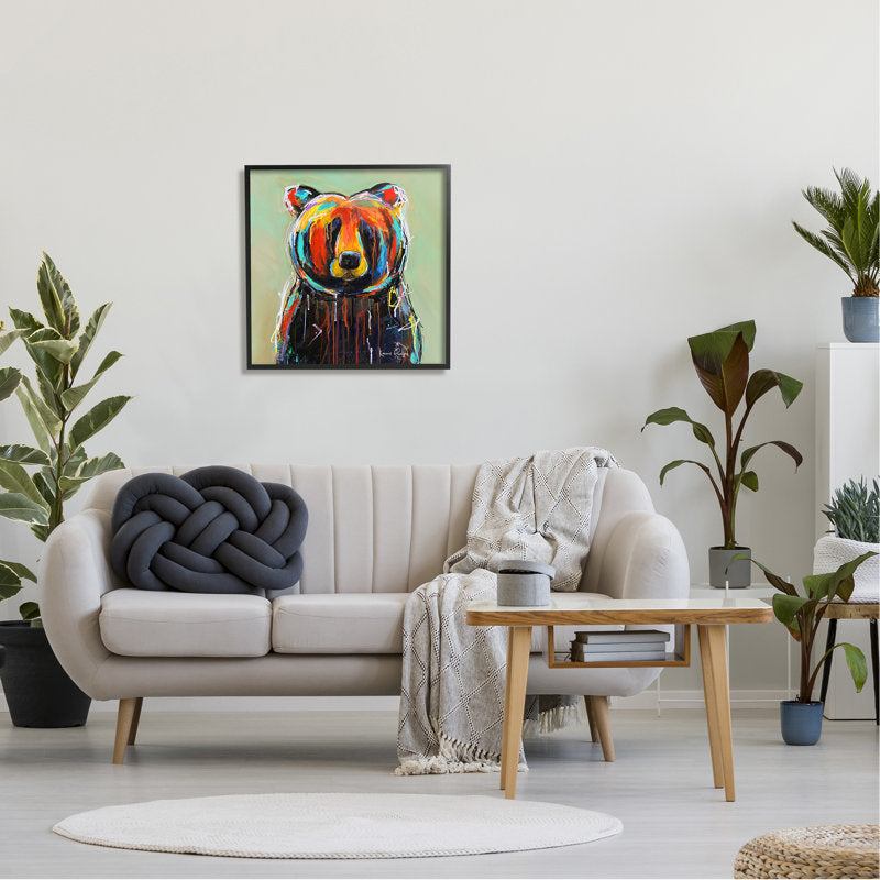 Vibrant Abstract Bear Art Print – Urban Colorful Graffiti Style Painting Decor
