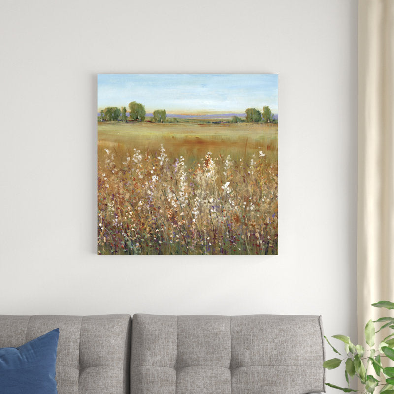 Vibrant Wildflower Field Landscape Oil Painting