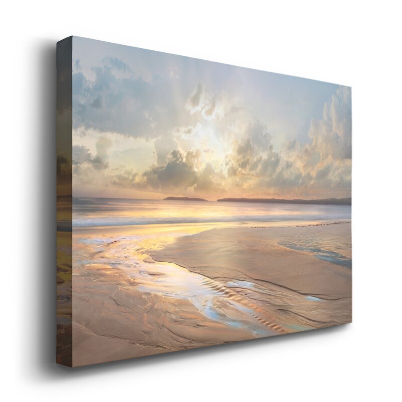 Serene Coastal Sunset Reflections in Oil Painting