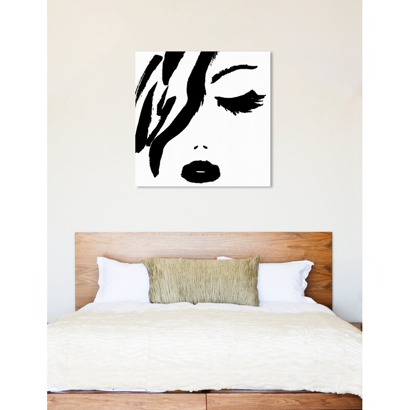 Elegant Black Lipstick Portrait | Modern Abstract Oil Painting for Chic Decor