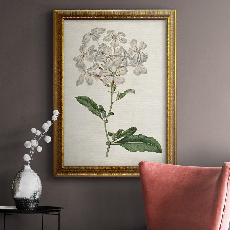 Elegant Botanical Oil Painting of White Flowers and Green Leaves for Home Decor