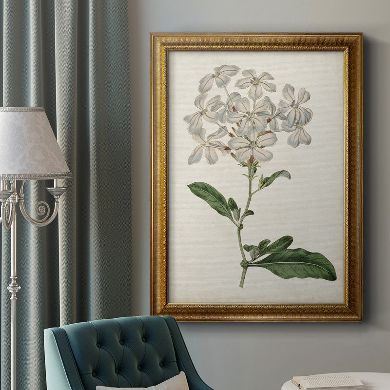Elegant Botanical Oil Painting of White Flowers and Green Leaves for Home Decor