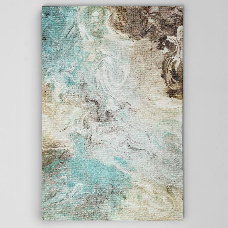 Elegant Aqua Marble Abstract Oil Painting for Modern Home Decor