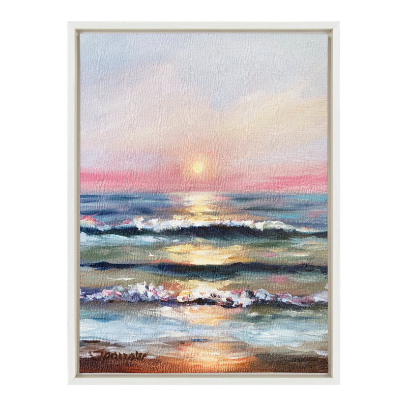 Serene Atlantic Sunset Oil Painting for Coastal Home Decor