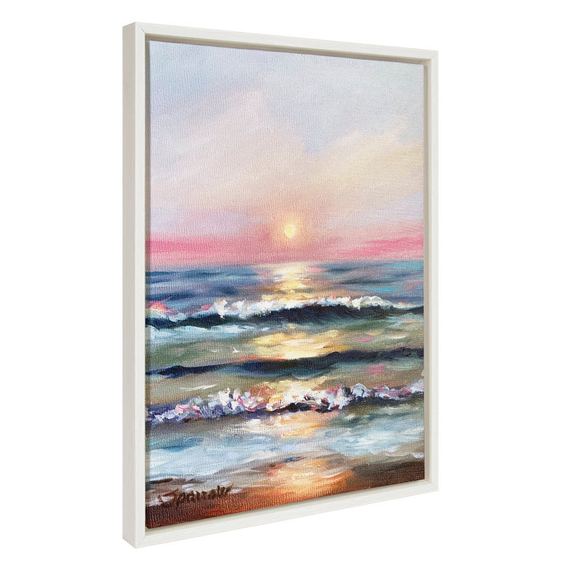 Serene Atlantic Sunset Oil Painting for Coastal Home Decor