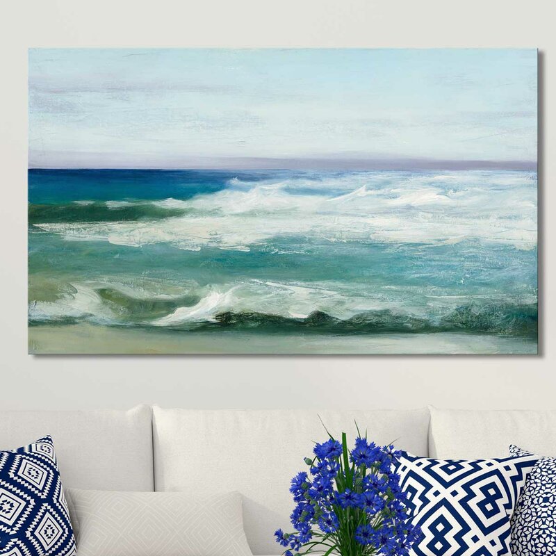 Serene Azure Ocean Waves Oil Painting