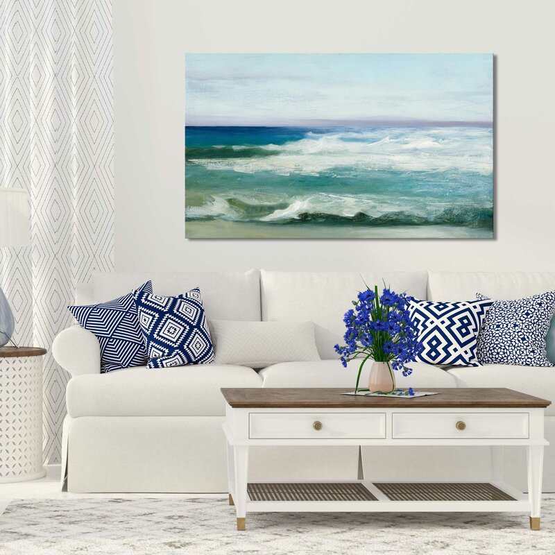 Serene Azure Ocean Waves Oil Painting