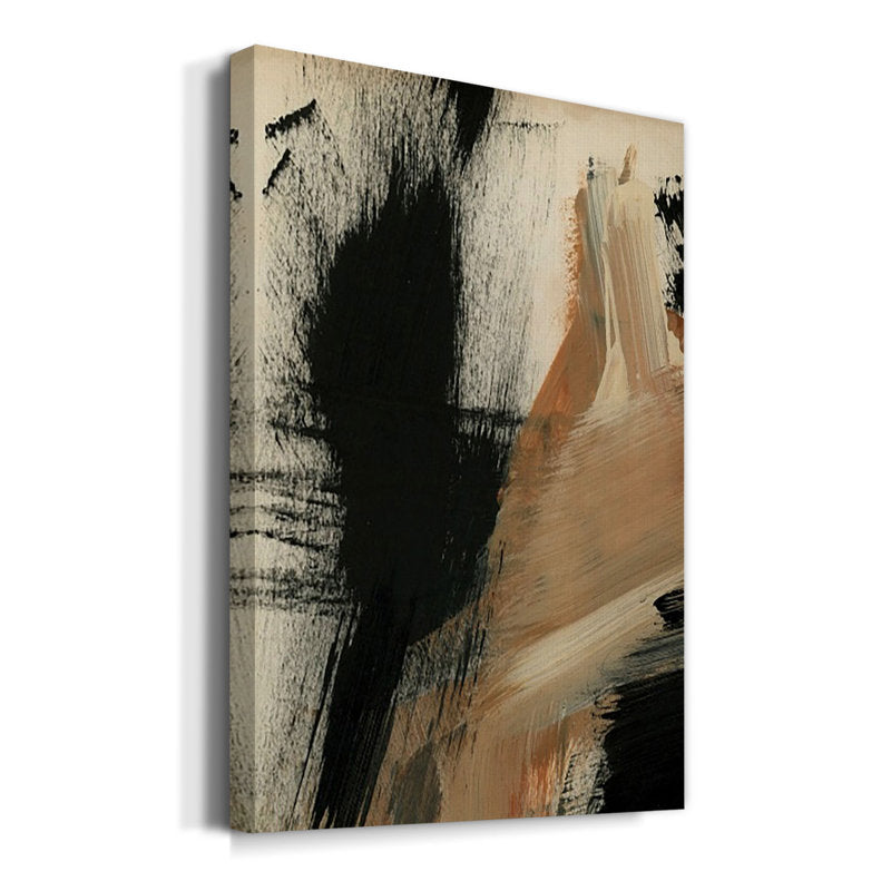 Abstract Black and Beige Oil Painting for Modern Home Decor