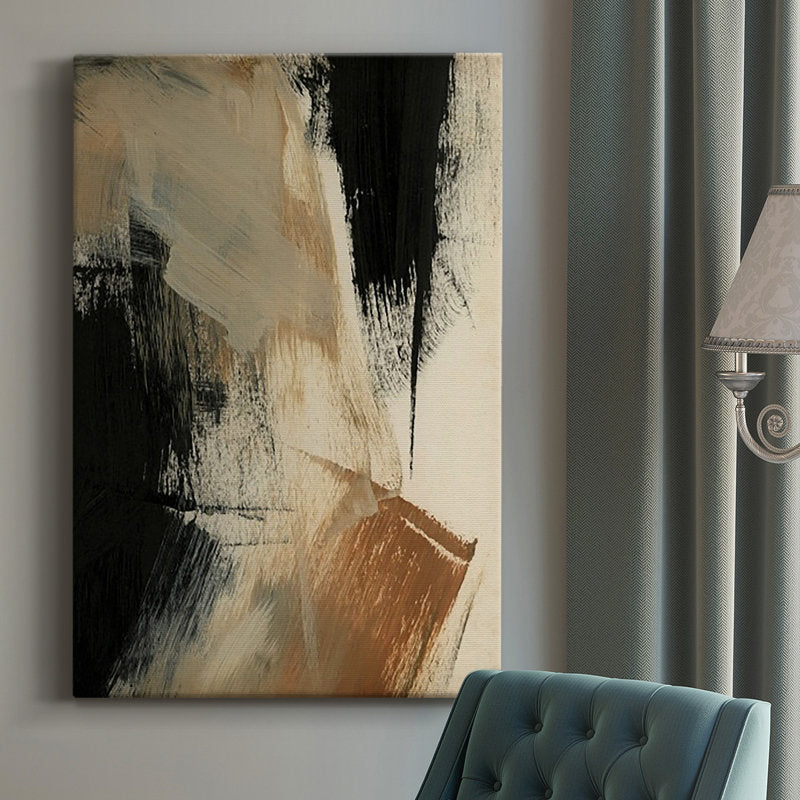 Abstract Oil Painting with Earthy Tones and Modern Brushstrokes for Home Decor