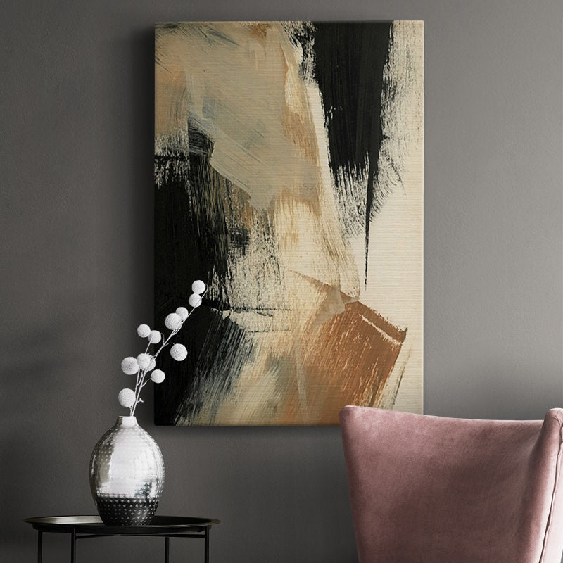 Abstract Oil Painting with Earthy Tones and Modern Brushstrokes for Home Decor