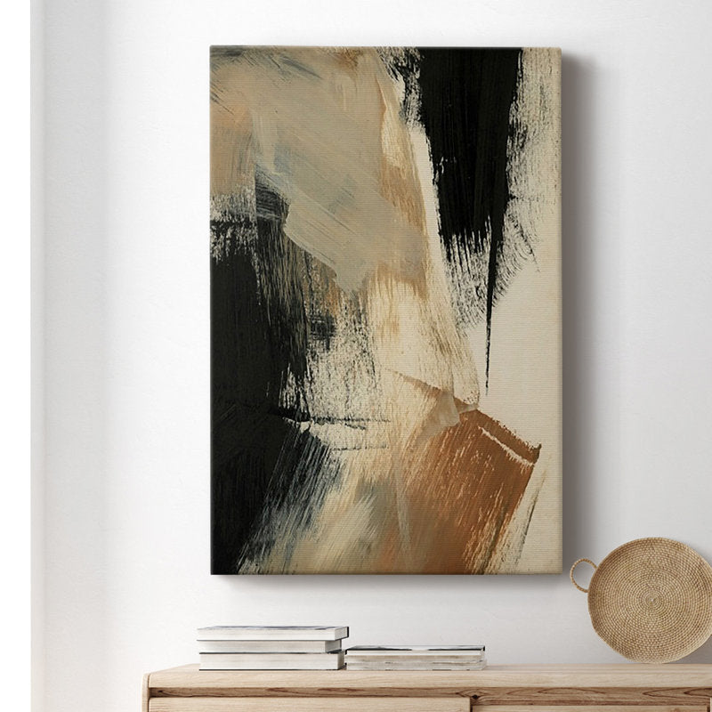 Abstract Oil Painting with Earthy Tones and Modern Brushstrokes for Home Decor