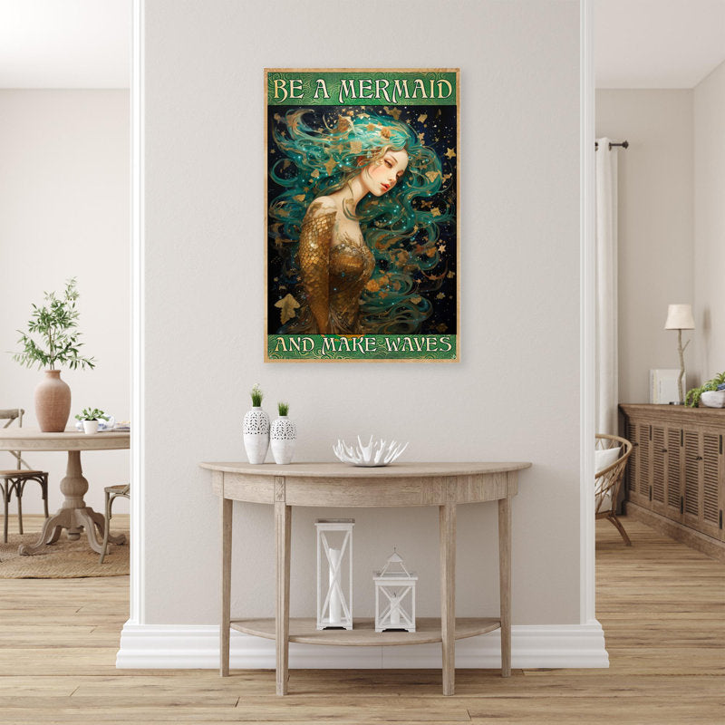 Enchanting Mermaid on Waves - Captivating Oil Painting for Home Décor