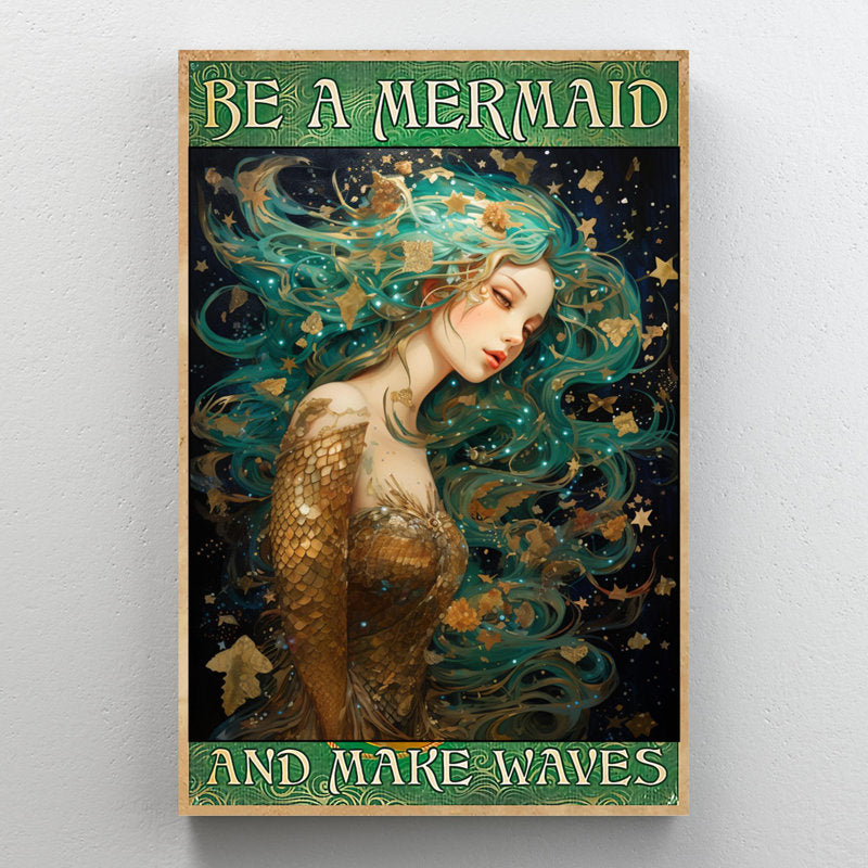 Enchanting Mermaid on Waves - Captivating Oil Painting for Home Décor
