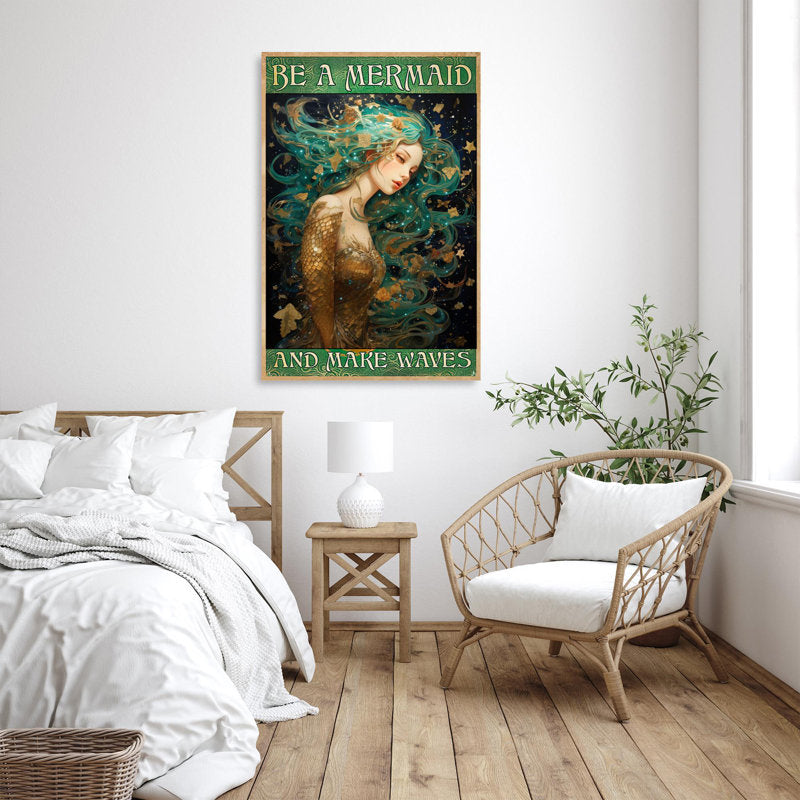 Enchanting Mermaid on Waves - Captivating Oil Painting for Home Décor