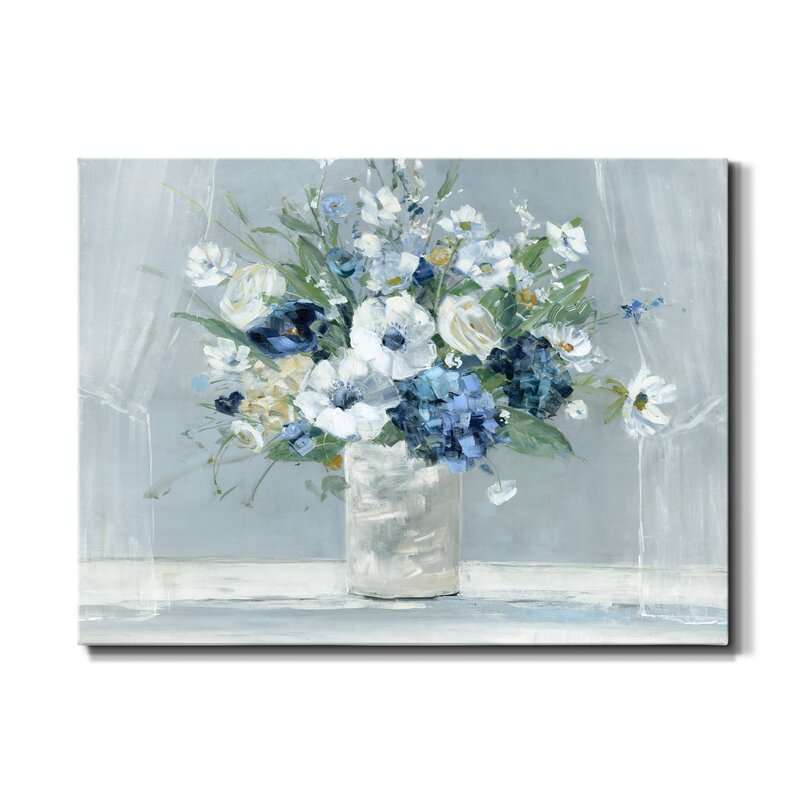 Serene Blue Floral Arrangement Oil Painting for Elegant Home Decor