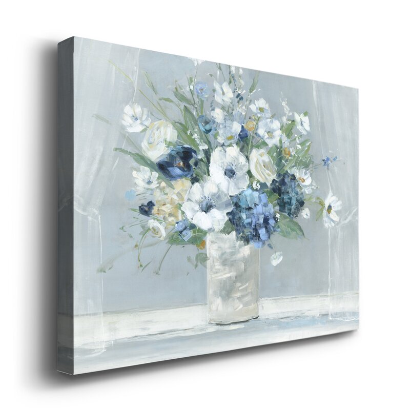 Serene Blue Floral Arrangement Oil Painting for Elegant Home Decor