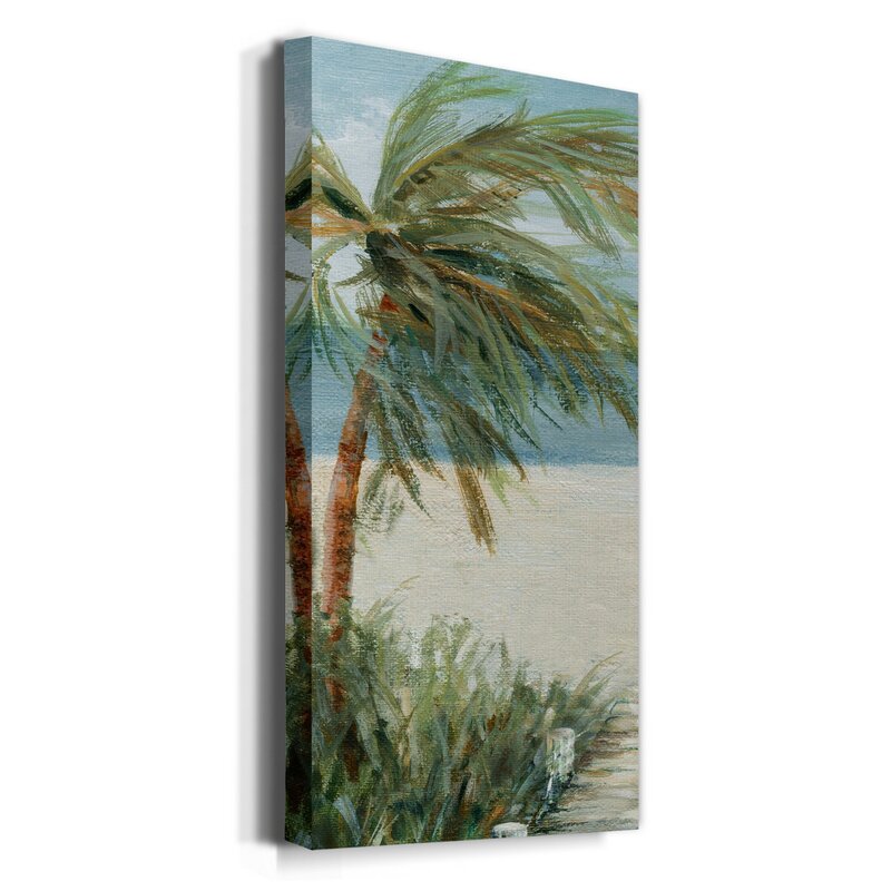 Serene Beach Walk with Lush Palm Trees and Beautiful Ocean View