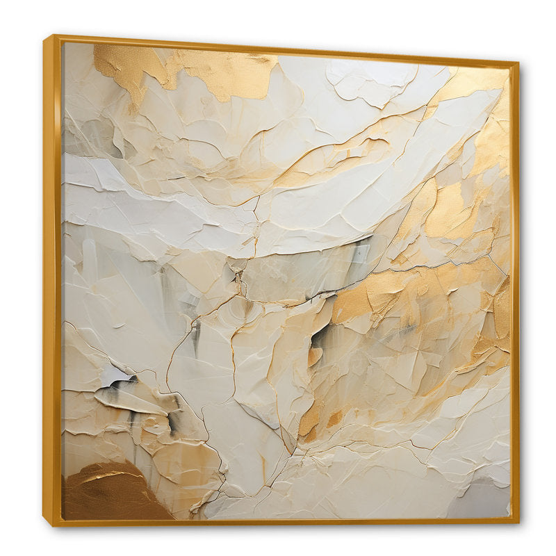 Elegant Beige and Gold Abstract Oil Painting for Modern Home Decor