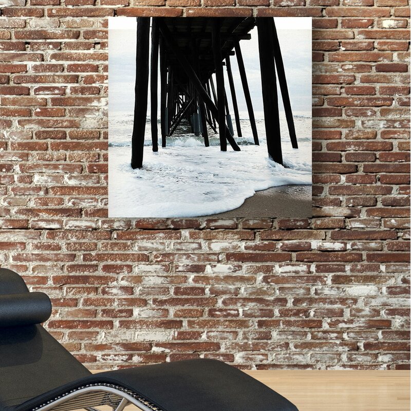 Serene Ocean Waves Under a Classic Pier Landscape Oil Painting