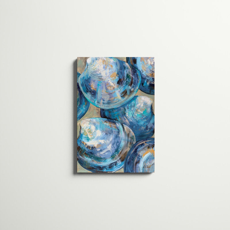 Elegant Blue Shells Oil Painting for Coastal Home Decor