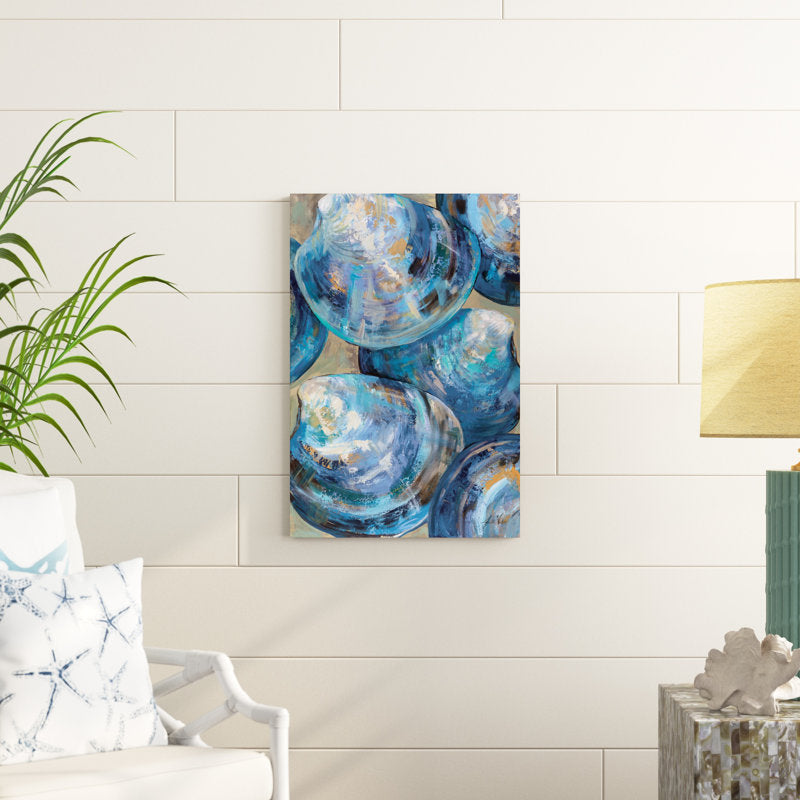 Elegant Blue Shells Oil Painting for Coastal Home Decor