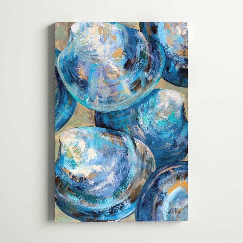 Elegant Blue Shells Oil Painting for Coastal Home Decor